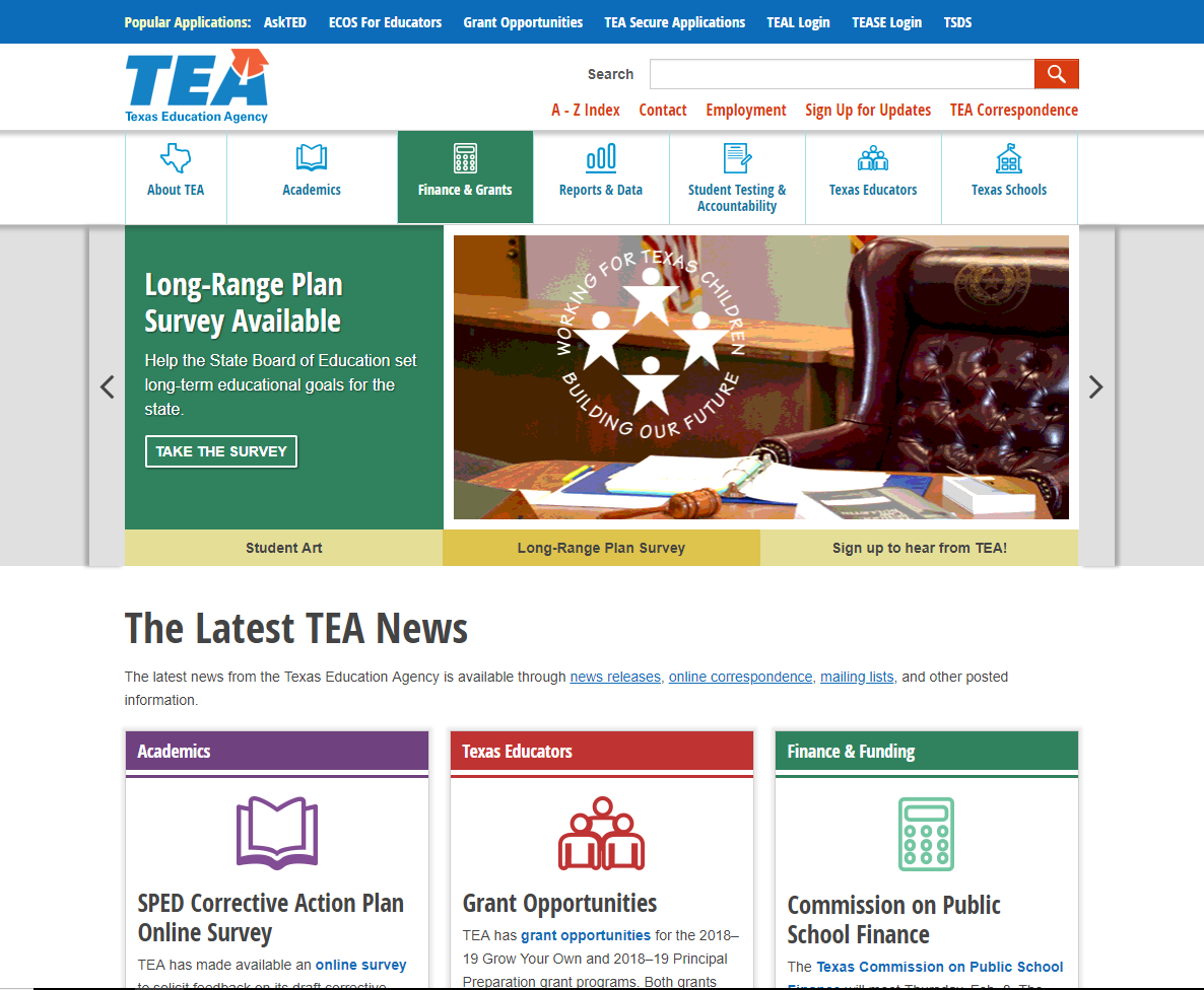 Texas Education Agency Website